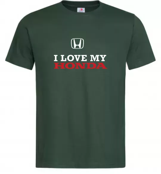 Мужская футболка I love my Honda Темно-зеленый фото
