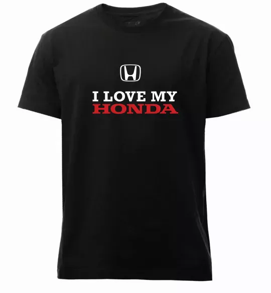 Мужская премиум футболка I love my Honda Черный фото