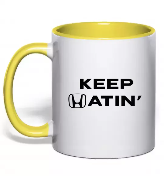 Чашка з кольоровою ручкою Keep Hatin` Сонячно жовтий фото