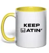 Чашка з кольоровою ручкою Keep Hatin` Сонячно жовтий фото