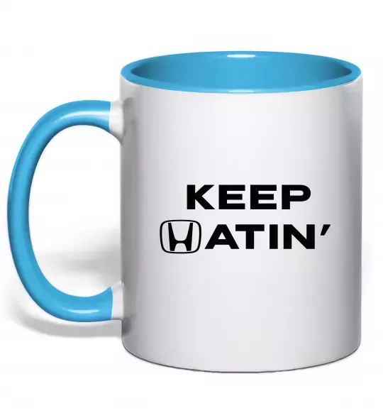 Чашка з кольоровою ручкою Keep Hatin` Блакитний фото
