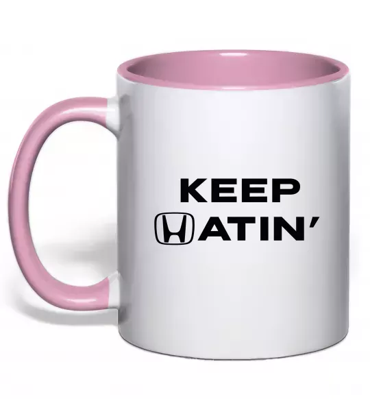 Чашка з кольоровою ручкою Keep Hatin` Ніжно рожевий фото