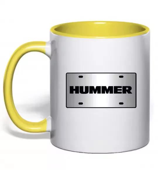 Чашка з кольоровою ручкою Hummer grey Сонячно жовтий фото