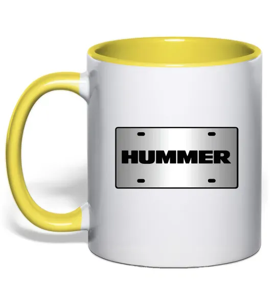 Чашка с цветной ручкой Hummer grey Лимонный фото