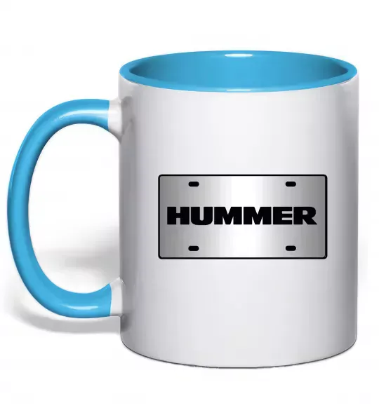 Чашка з кольоровою ручкою Hummer grey Блакитний фото