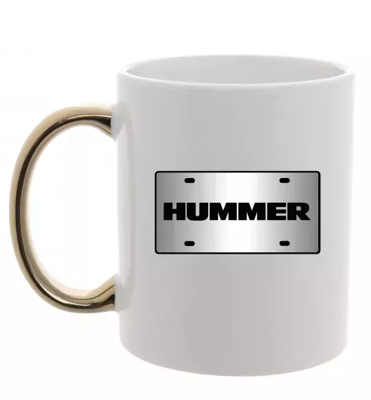 Чашка з кольоровою ручкою Hummer grey Золото фото