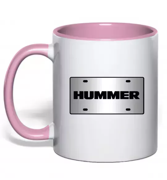 Чашка з кольоровою ручкою Hummer grey Ніжно рожевий фото