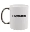 Чашка з кольоровою ручкою Hummer напис Срібло фото