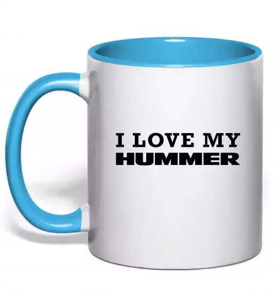 Чашка с цветной ручкой I love my Hummer Голубой фото