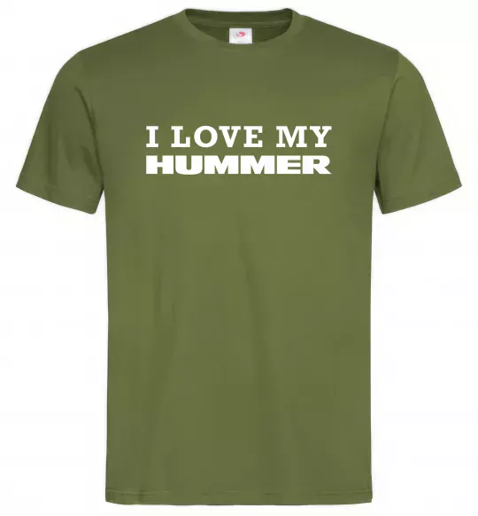 Чоловіча футболка I love my Hummer Оливковий фото