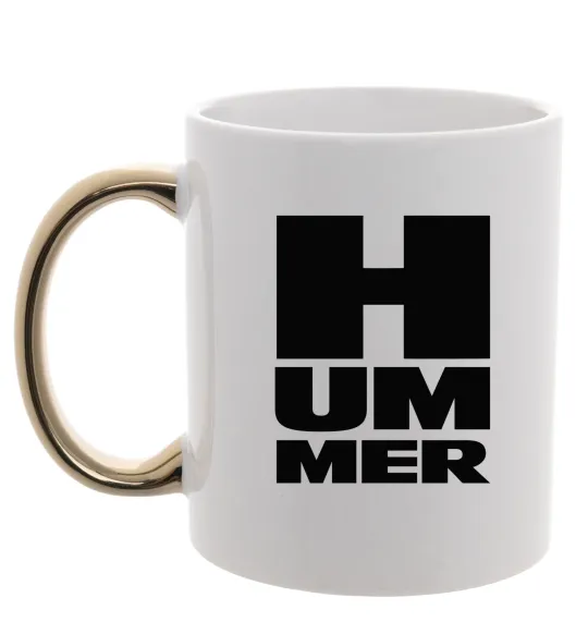 Чашка з кольоровою ручкою Hummer квадрат Золото фото