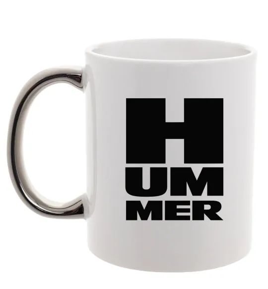 Чашка з кольоровою ручкою Hummer квадрат Срібло фото