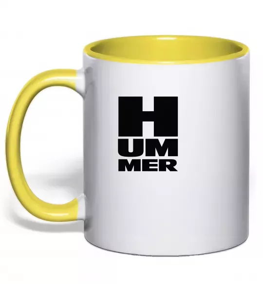 Чашка с цветной ручкой Hummer квадрат Солнечно желтый фото
