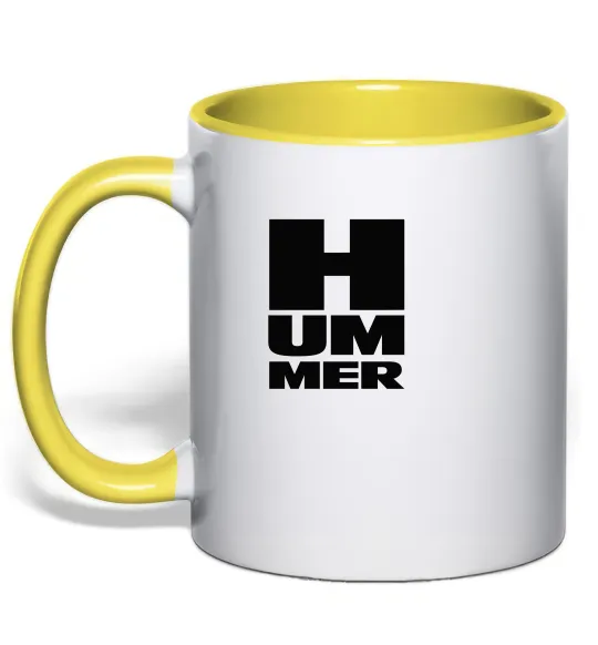 Чашка з кольоровою ручкою Hummer квадрат Лимонний фото
