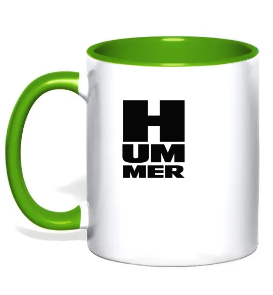 Чашка з кольоровою ручкою Hummer квадрат Лаймовий фото