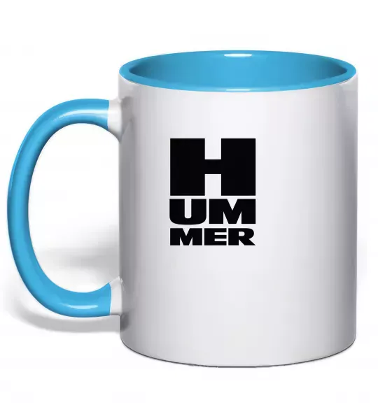 Чашка с цветной ручкой Hummer квадрат Голубой фото