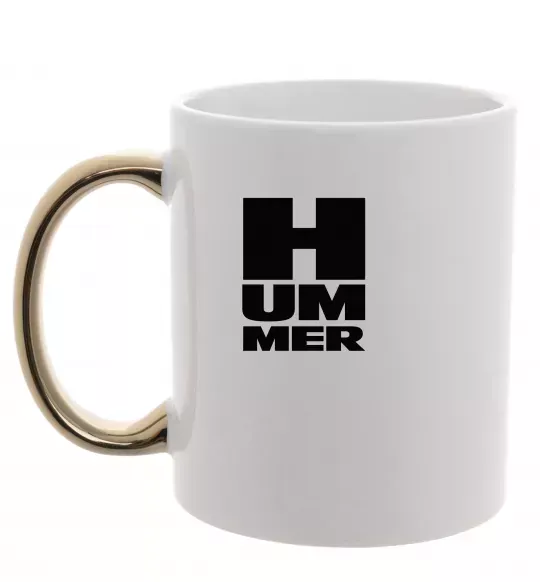 Чашка с цветной ручкой Hummer квадрат Золото фото