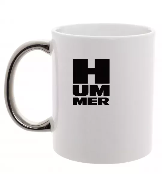 Чашка с цветной ручкой Hummer квадрат Серебро фото