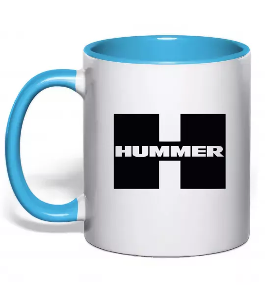 Чашка с цветной ручкой Hummer big H Голубой фото