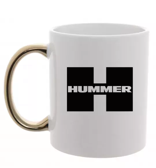 Чашка с цветной ручкой Hummer big H Золото фото