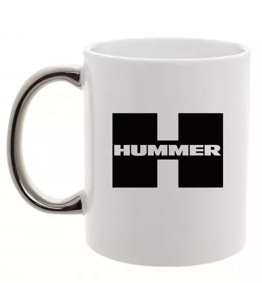 Чашка с цветной ручкой Hummer big H Серебро фото
