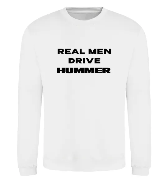 Світшот Real men drive Hummer Білий фото