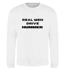 Свитшот Real men drive Hummer Белый фото
