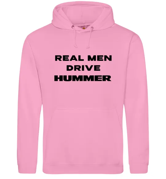 Мужская толстовка (худи) Real men drive Hummer Розовый фото