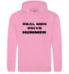 Мужская толстовка (худи) Real men drive Hummer Розовый фото