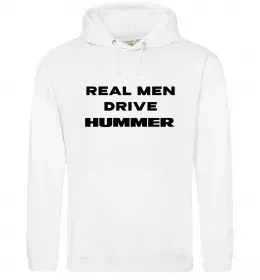 Чоловіча толстовка (худі) Real men drive Hummer Білий фото