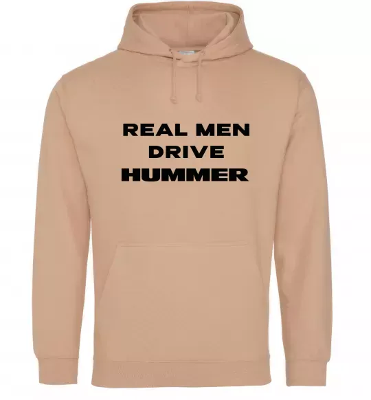 Чоловіча толстовка (худі) Real men drive Hummer Пісочний фото