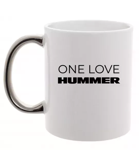 Чашка з кольоровою ручкою Hummer one love Срібло фото