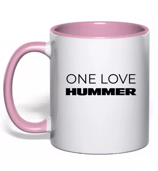 Чашка з кольоровою ручкою Hummer one love Ніжно рожевий фото
