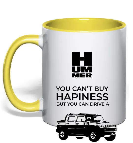 Чашка з кольоровою ручкою You can drive Hummer Сонячно жовтий фото