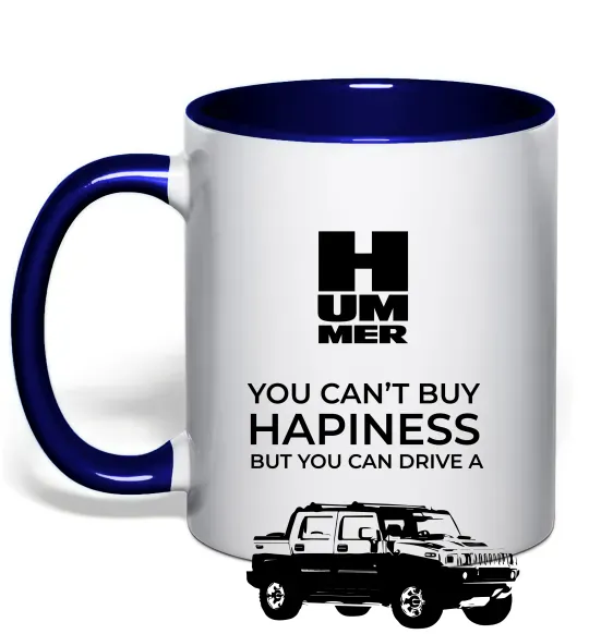 Чашка з кольоровою ручкою You can drive Hummer Глибокий темно-синій фото