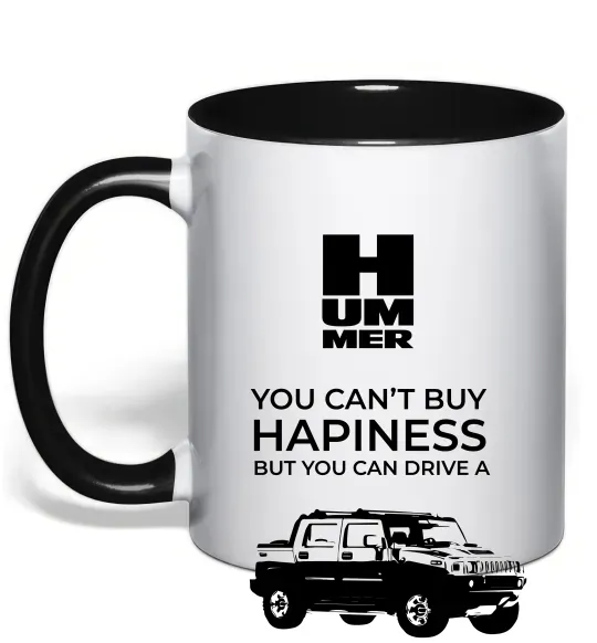 Чашка з кольоровою ручкою You can drive Hummer Чорний фото
