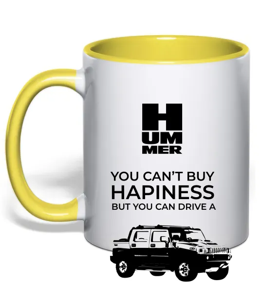 Чашка с цветной ручкой You can drive Hummer Лимонный фото