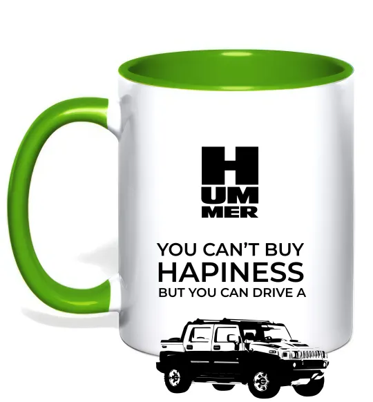 Чашка с цветной ручкой You can drive Hummer Лаймовый фото