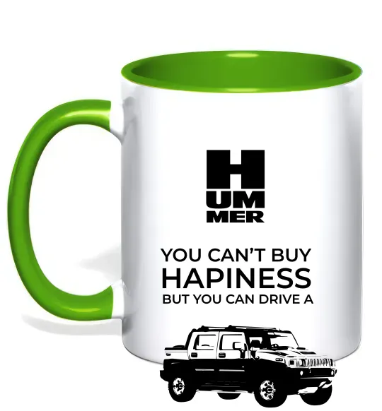 Чашка з кольоровою ручкою You can drive Hummer Зелений фото