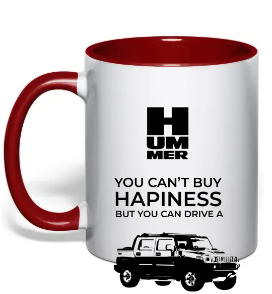 Чашка з кольоровою ручкою You can drive Hummer Червоний фото