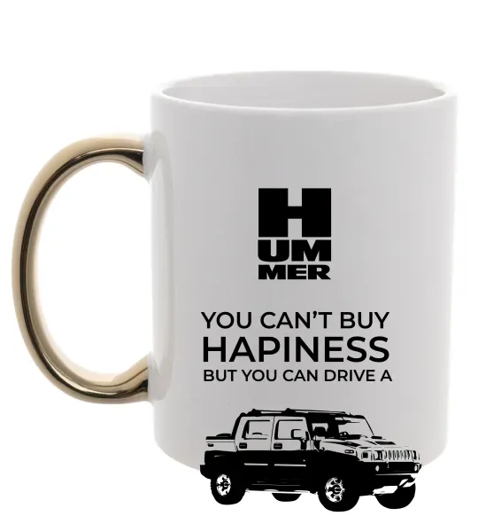 Чашка з кольоровою ручкою You can drive Hummer Золото фото