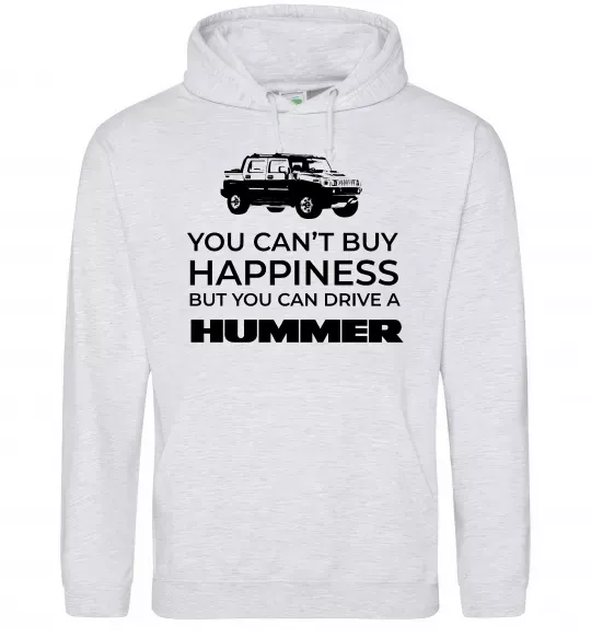 Мужская толстовка (худи) You can drive Hummer Серый меланж фото