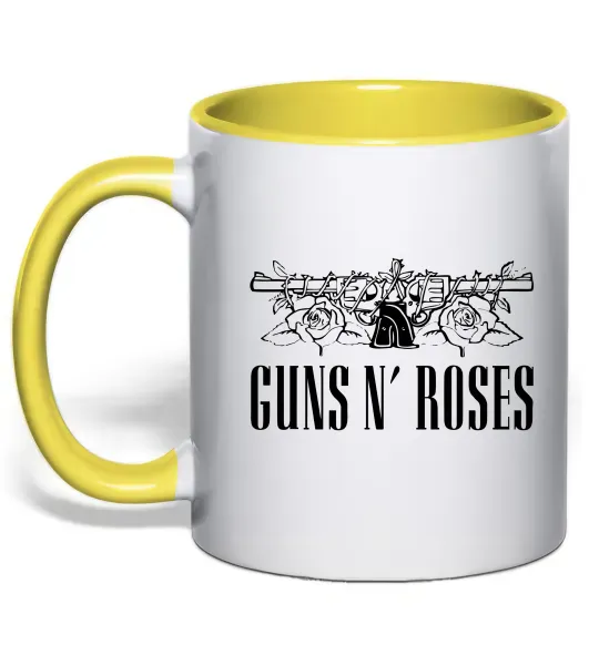 Чашка з кольоровою ручкою Guns N` Roses Сонячно жовтий фото