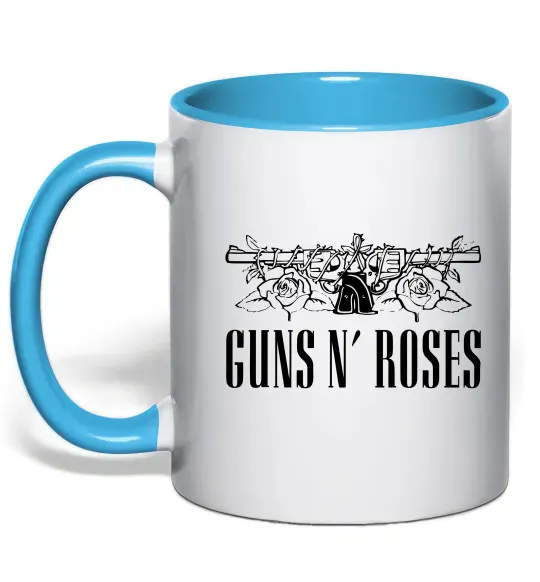 Чашка з кольоровою ручкою Guns N` Roses Блакитний фото