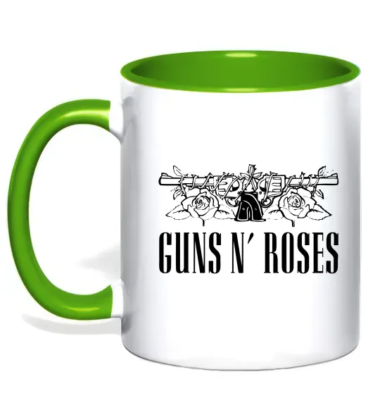 Чашка з кольоровою ручкою Guns N` Roses Зелений фото