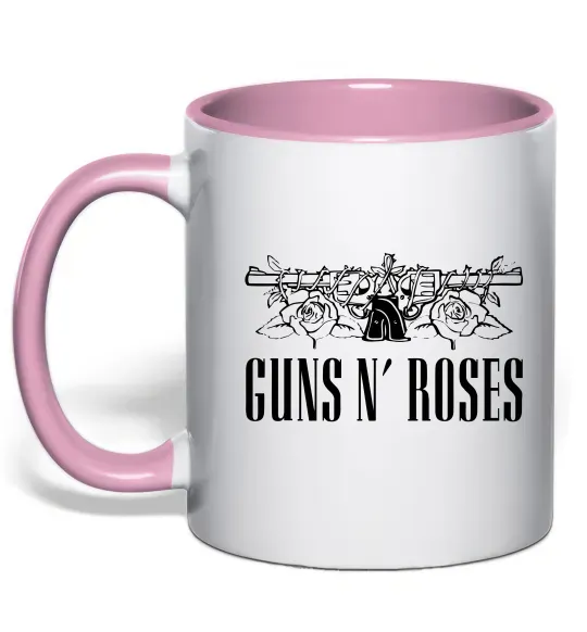 Чашка з кольоровою ручкою Guns N` Roses Ніжно рожевий фото