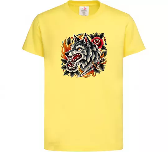 Детская футболка Олдскул вовк Лимонный фото