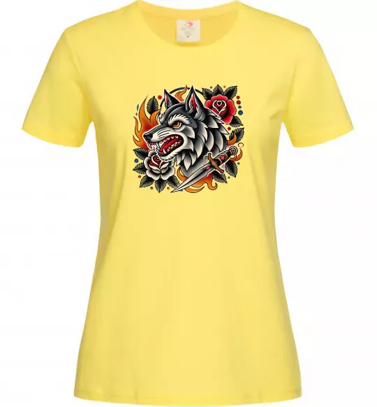 Жіноча футболка Олдскул вовк Лимонний фото
