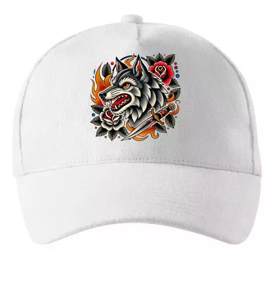 Кепка Олдскул вовк Білий фото