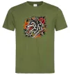 Чоловіча футболка Олдскул вовк Оливковий фото